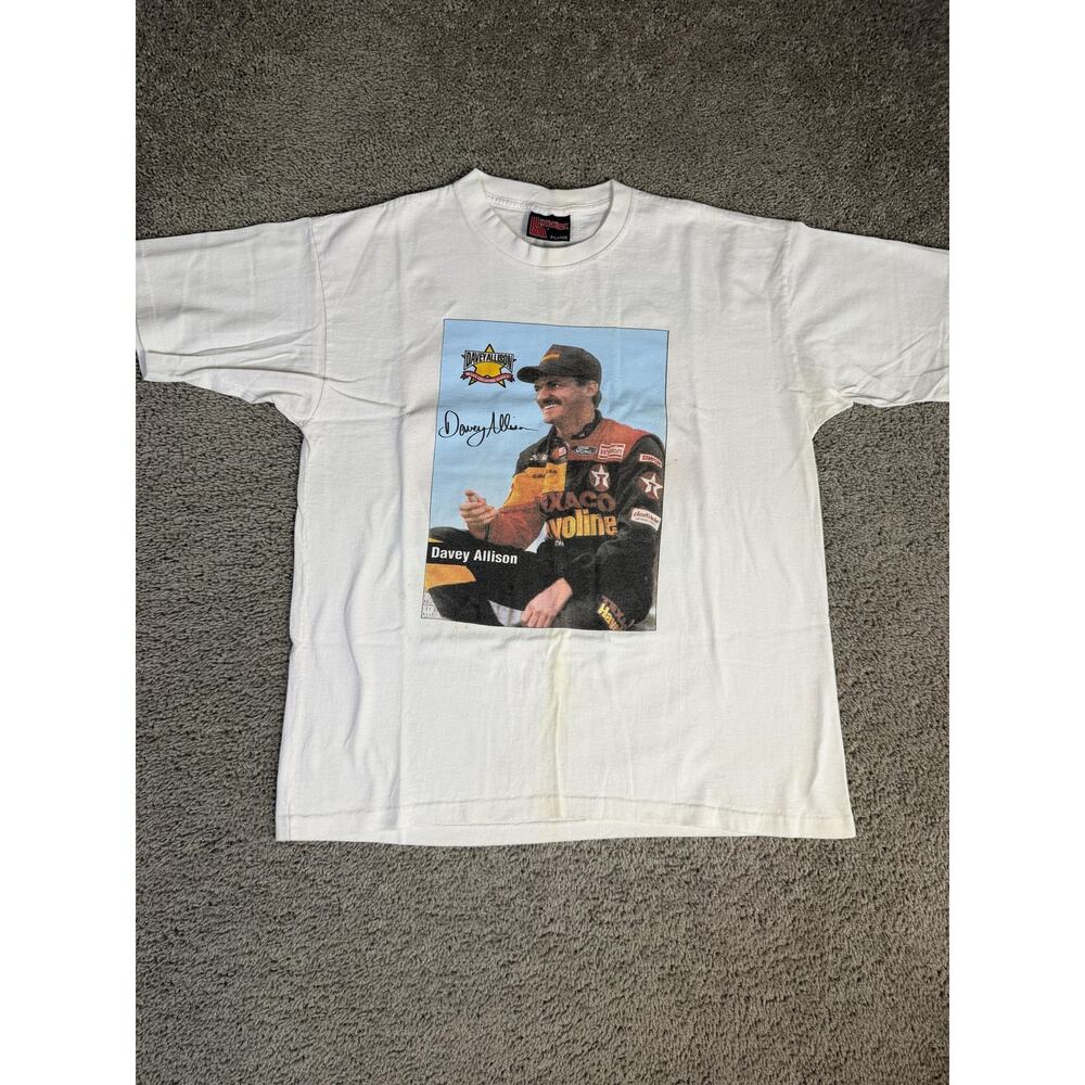 Vintage Davey Allison Shirt Mens XL White NASCAR Racing 28 Holoubek 90s Havoline